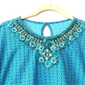 TURQUOISE BEADED TOP SIZE SMALL